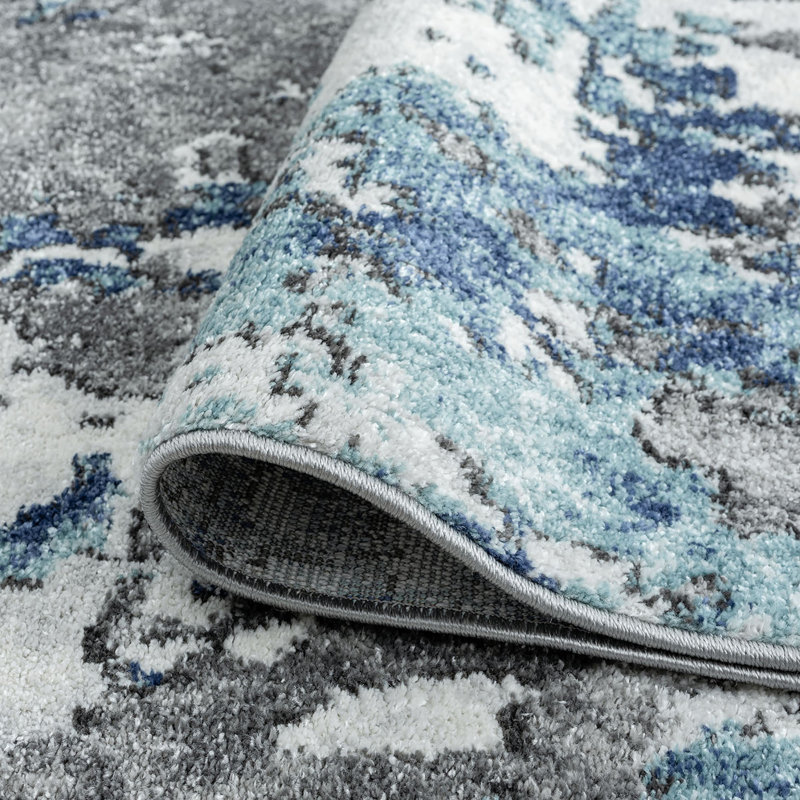 Trent Austin Design® Korth Performance Blue/Gray/Ivory Rug & Reviews